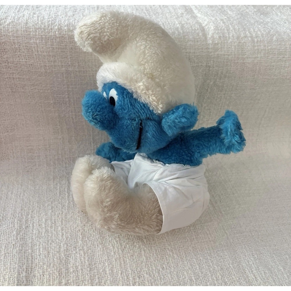 VINTAGE 1979 SMURF 12" Plush Stuffed Animal Sitting Toy Wallace Berrie & CO Peyo